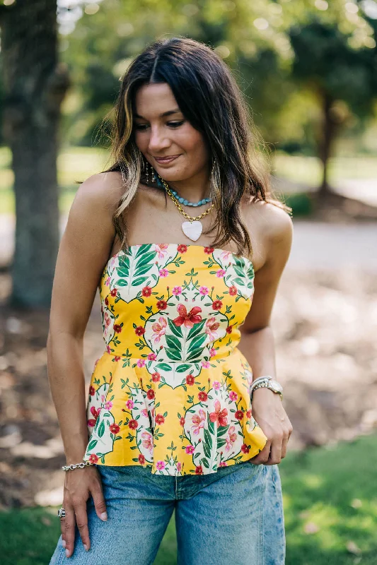 Price Drop Melissa Top - Yellow Bouquet