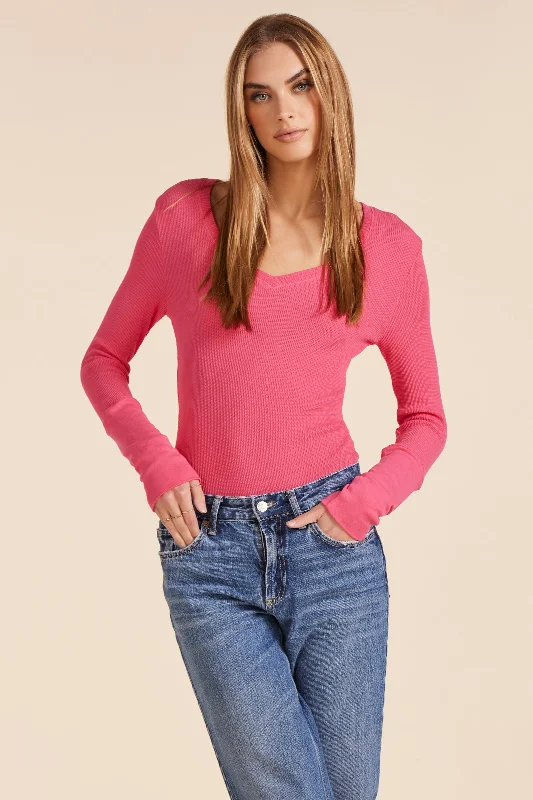Members Only FITTED V-NECK THERMAL TEE WITH LONG CUFFS