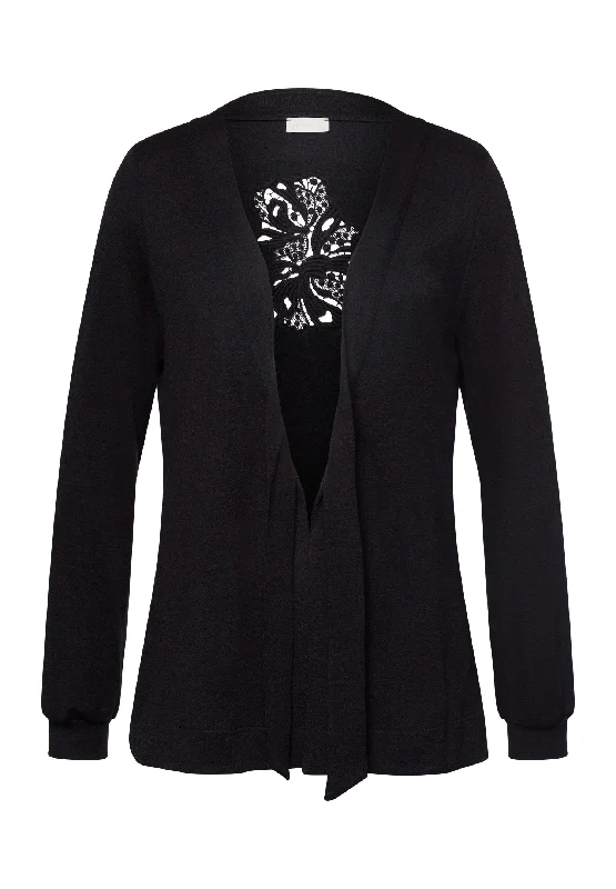 Savings Spectacular Marlene Wool Blend Front-Tie Cardigan | Black 78874-018