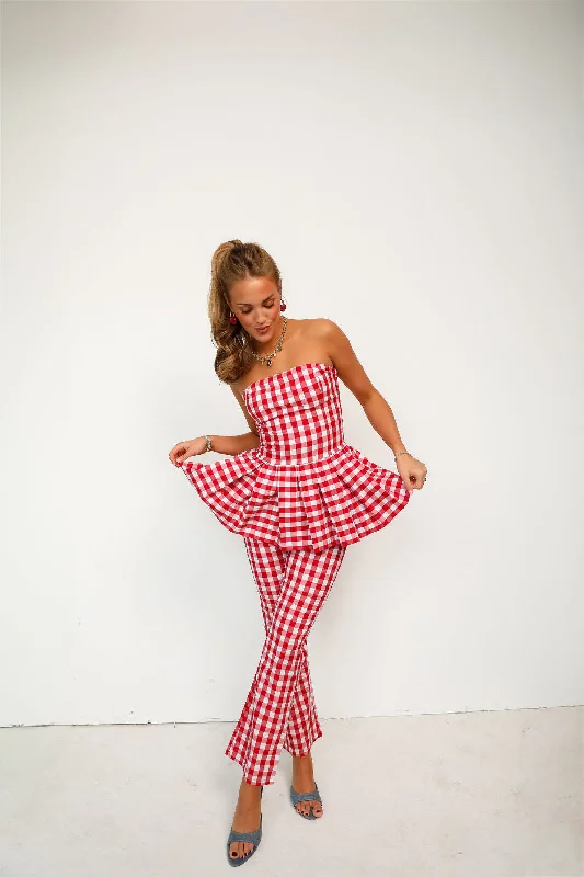 Weekend Bargains to Sizzle Coco Park Top - Red Check