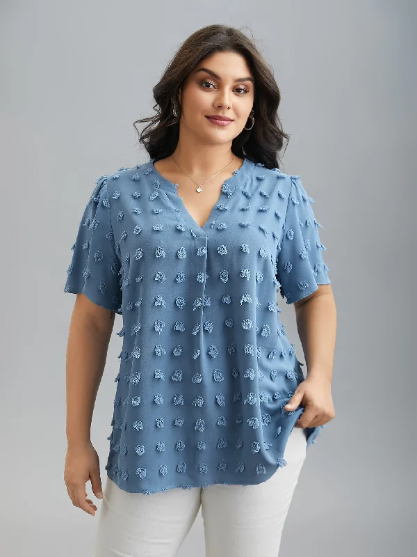 Special Buy Textured Notched Collar Plicated Detail Blouse