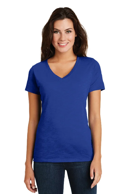 Hot Buy District Womens Super Slub Short Sleeve V-Neck T-Shirt - Deep Royal Blue - Closeout