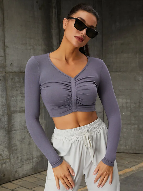 Year-End Clearance ZASUWA Female Pocket Front Folds Sportswear