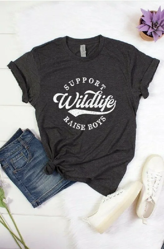Weekend Flash Sale Charcoal Support Wildlife Raise Boys Unisex Short Sleeve Graphic Tee Womens Weekend Flash Sale Charcoal Support Wildlife Raise Boys Unisex Short Sleeve Graphic Tee Womens