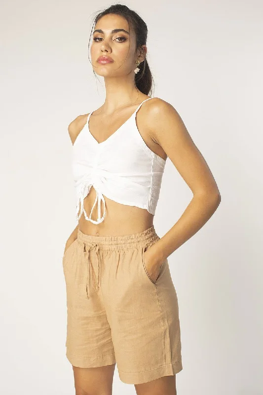 Steals and Deals White Front Ruched Cami