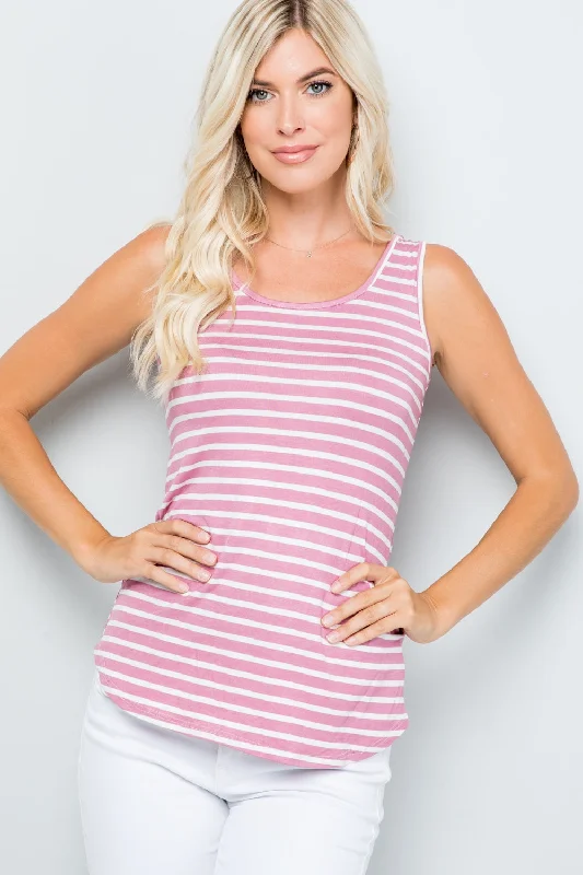 Value Deals Celeste Full Size Backside Bow Tie Striped Tank