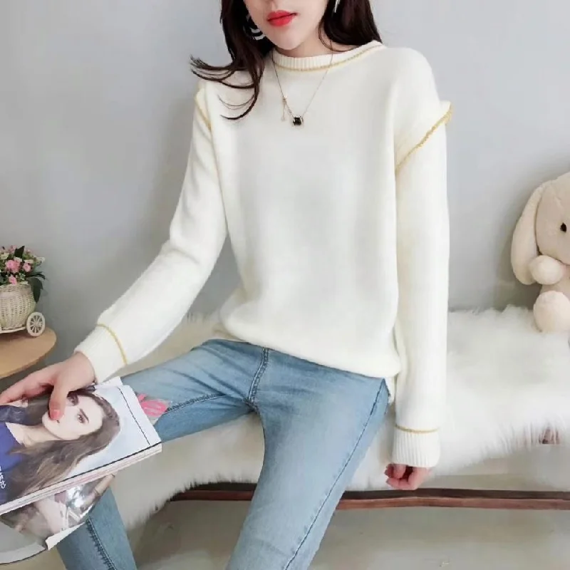 Savings Galore Fashionable Winter Round Neck Woman Thick Plain Sweater Knitted Pullover Jumper Sweet Lady