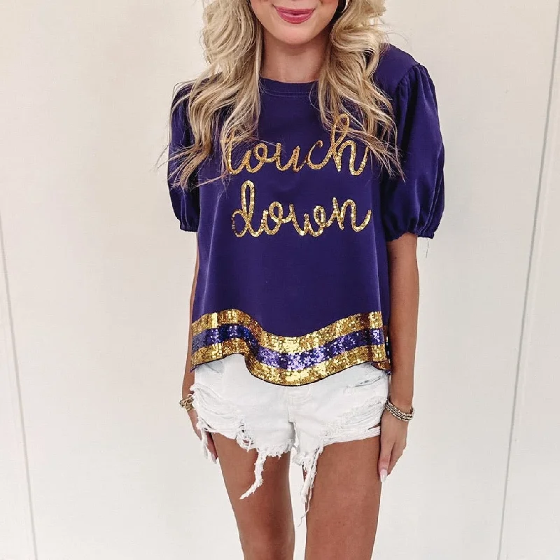 Mega Discount Touch Down Top - Purple/Gold