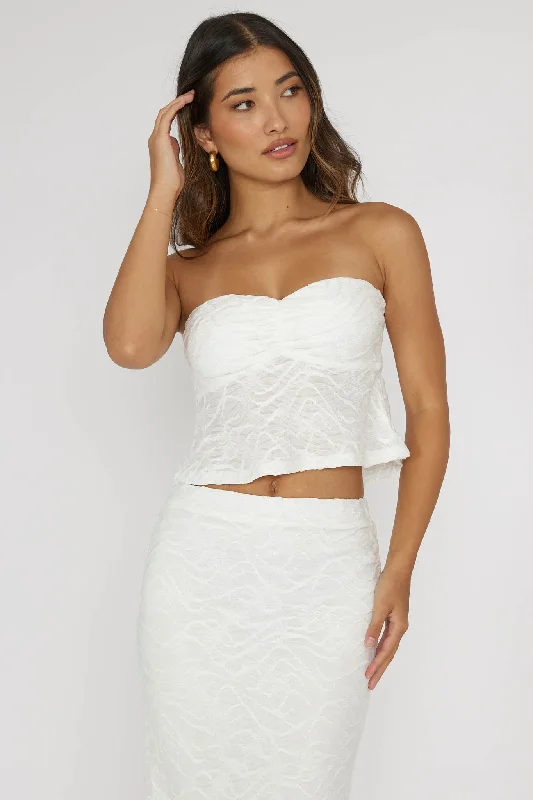 Overstock Chat Me Up Embellished Strapless Top White