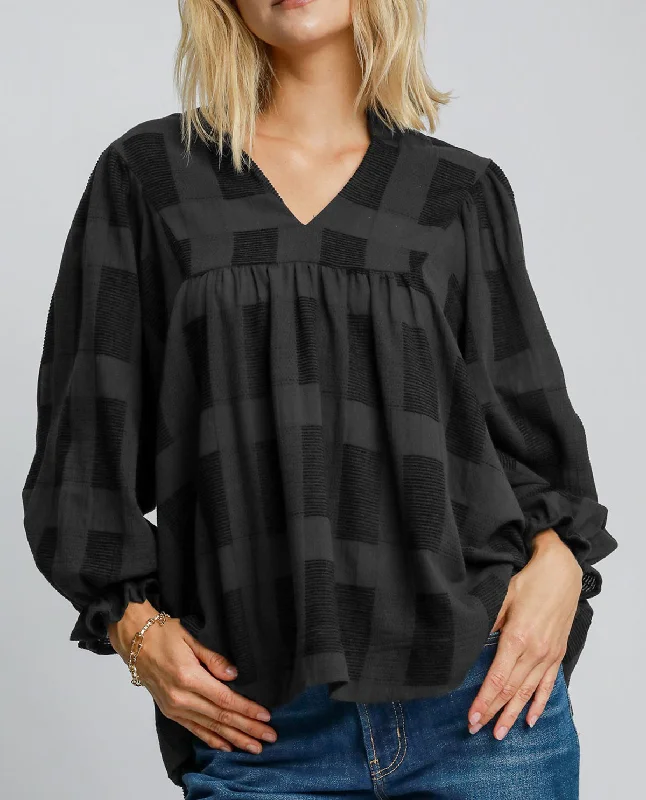 Overstock Clearance Square Jacquard High Neck Top