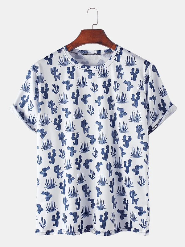 Buy Now Designer Cactus Print Short Sleeve T-Shirts