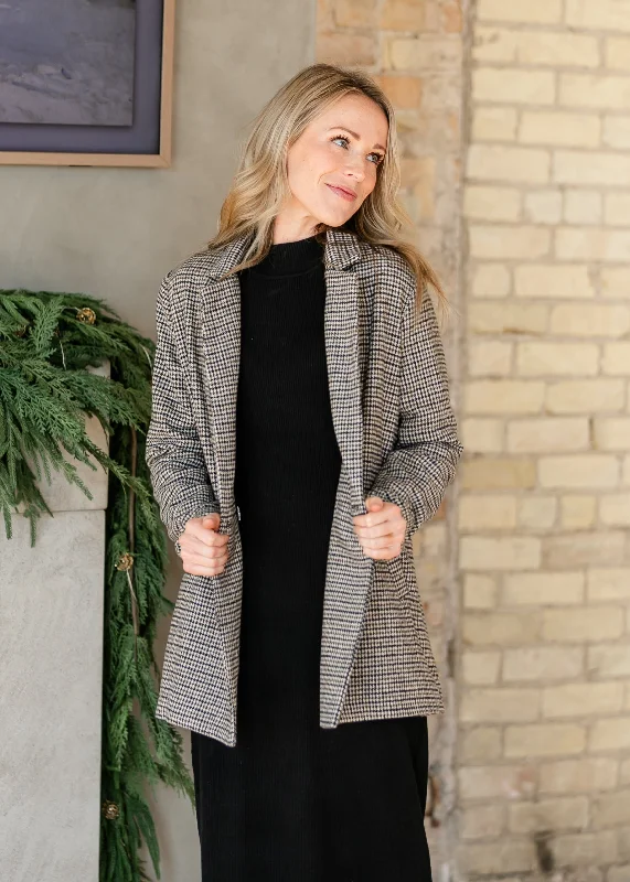 Weekend Discounts to Grab Houndstooth Four Button Blazer