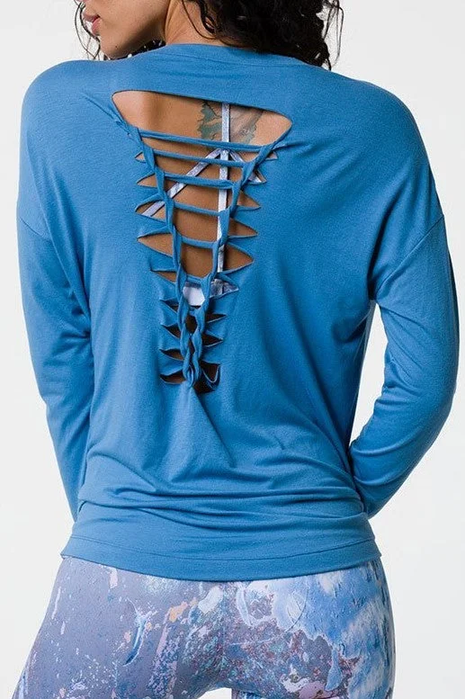 Hurry Up Onzie Hot Yoga Braid Back Top 3076 Pewter and Thunder