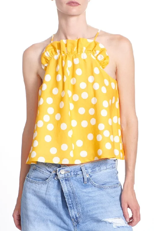 Value Deals Summer Ruffle Tank - Yellow Dotty