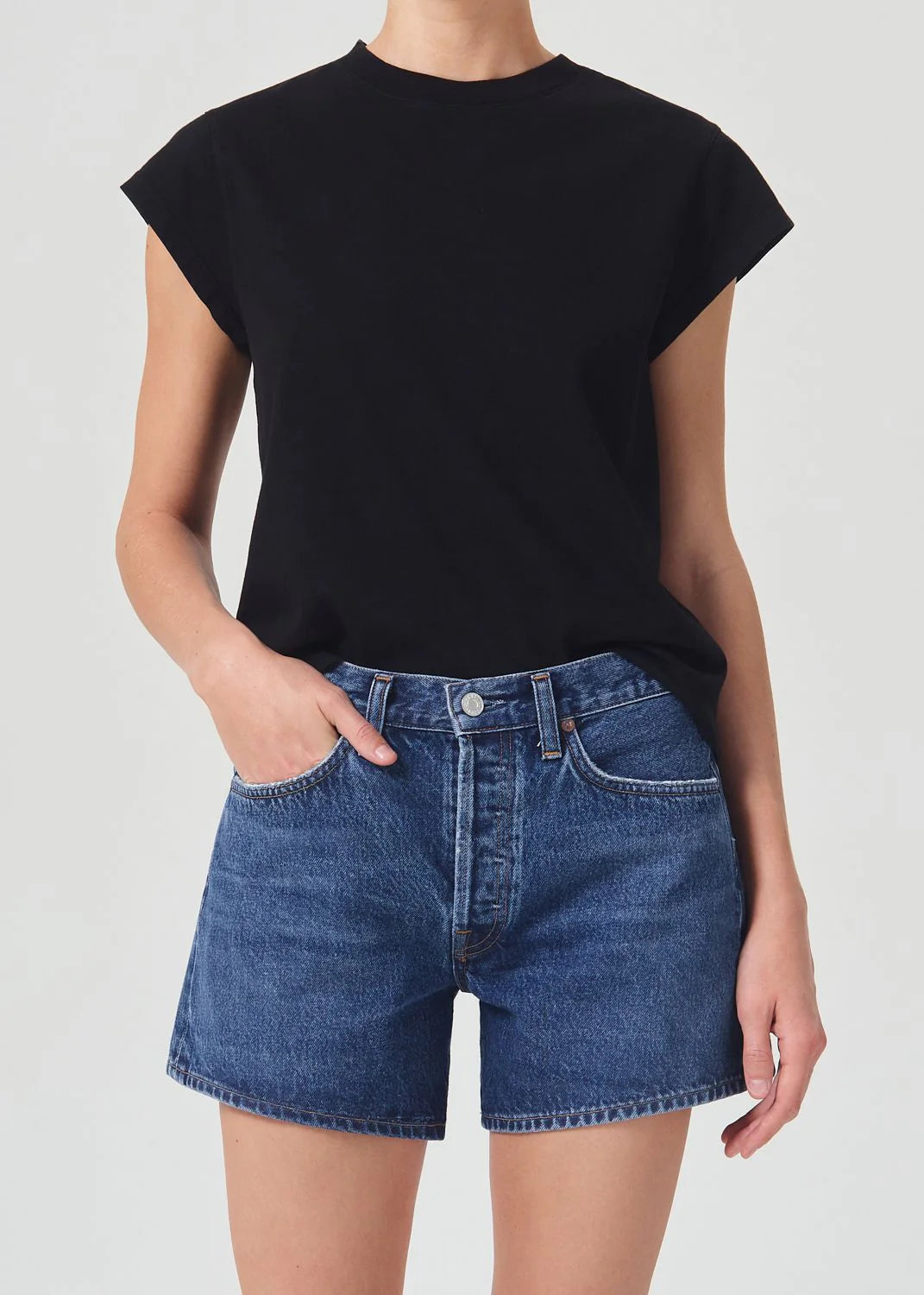 Best Deals Agolde Bryce Cap Sleeve Tee in Black
