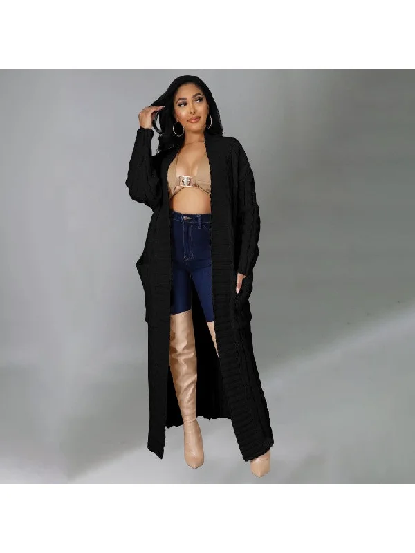 Best Seller Patchwork Pure Color Long Sleeve Sweater Coat