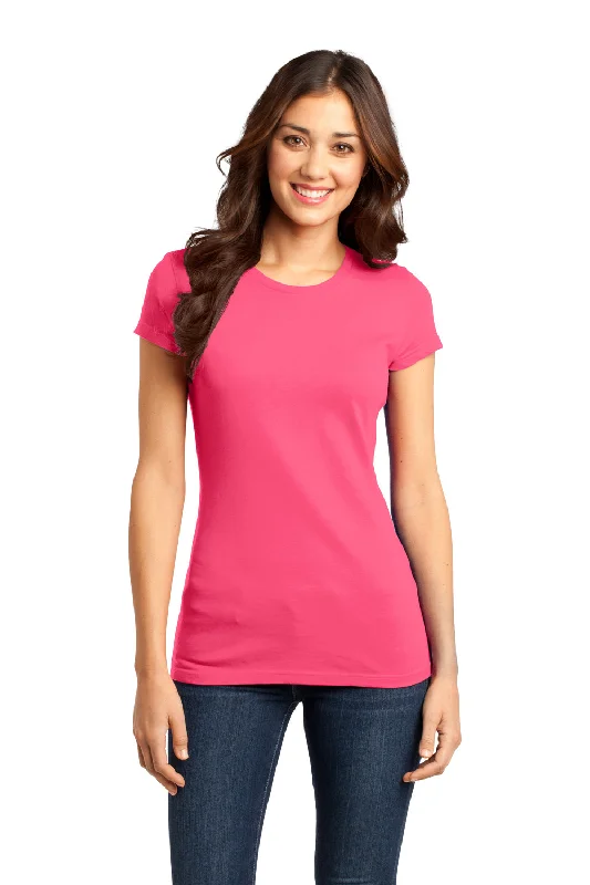 Savings Spectacular District Womens Very Important Short Sleeve Crewneck T-Shirt - Neon Pink - Closeout