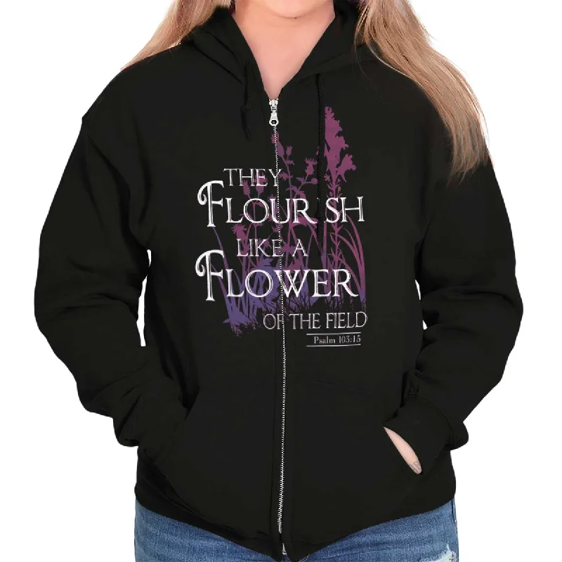 Clearance Items They Flourish Like A Flower Zip Hoodie
