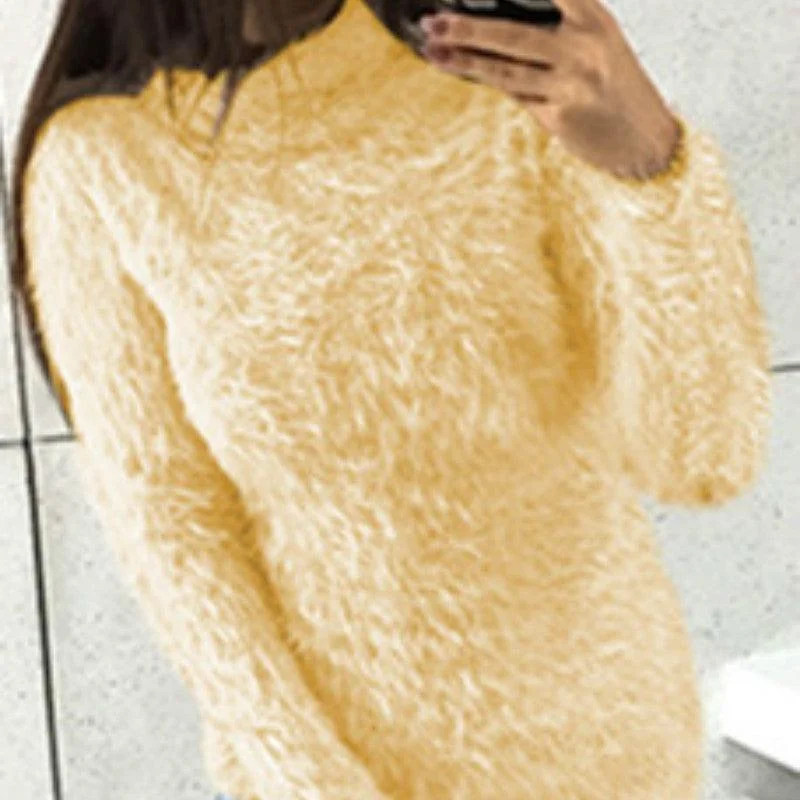 Super Sale HIGH COLLAR FUZZY PULLOVER