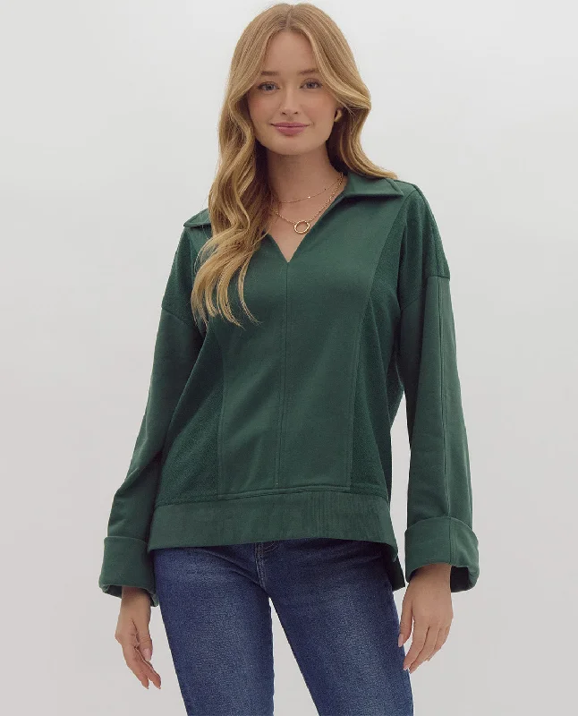 Weekend Offers That Excite Johnny Collar Long Sleeve Top
