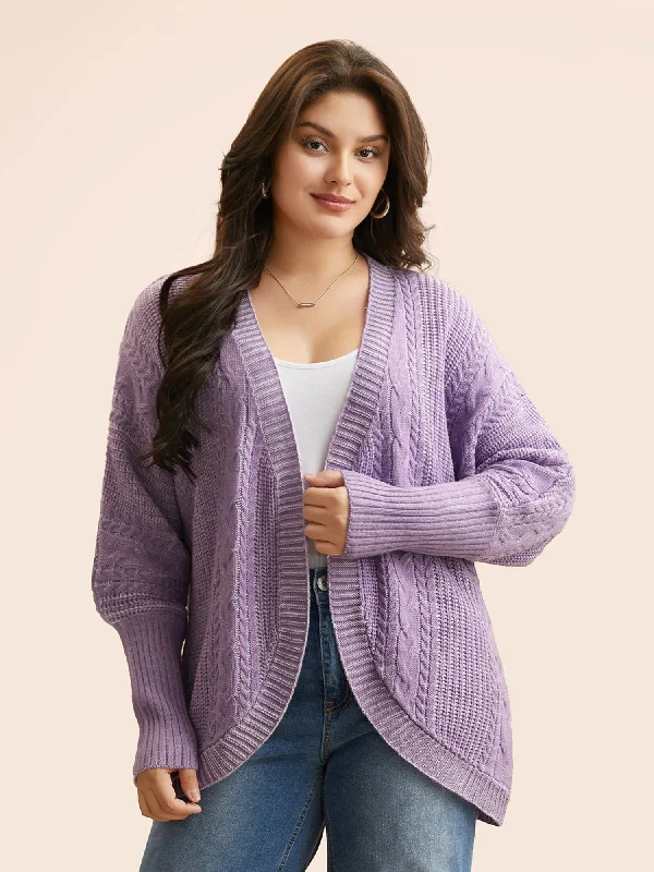 Weekend Discounts to Grab Plain Cable Knit Dolman Sleeve Cardigan