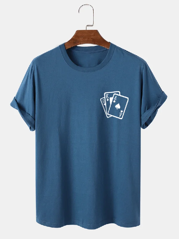 Deal Dash Mens Poker Chest Print 100% Cotton Casual Short Sleeve T-Shirt