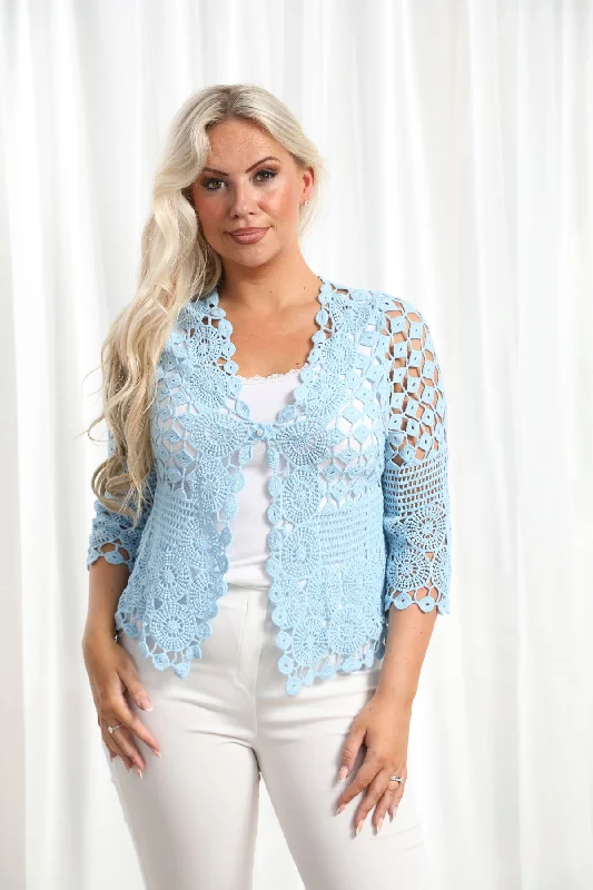 Weekend Bargains to Indulge In Penny Pearl Cardigan Baby Blue