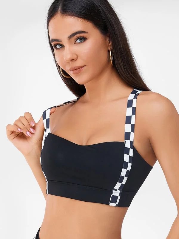 Midnight Madness ZASUWA Female Chessboard Cross Back Sports Bras