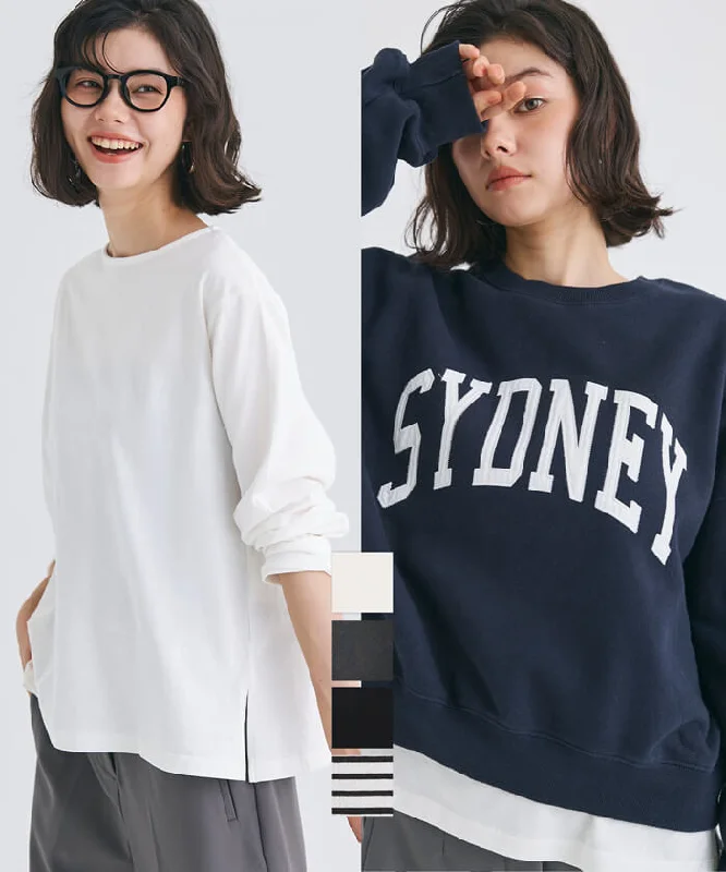Shop and Save レギュラーオンスコットンサイドスリットレイヤードTシャツ レディース メール便不可