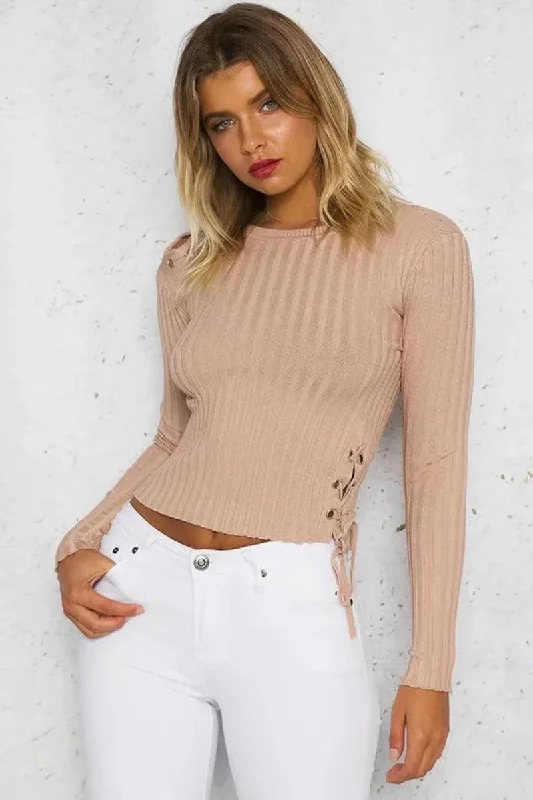 Unmissable Sale CROPPED LACE-UP ONE SHOULDER, ONE SIDE SWEATER