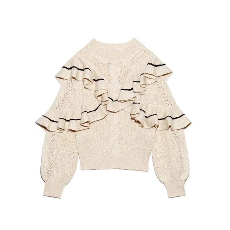Weekend Shopping Extravaganza Winter Is New Layer Upon Spell Color Lotus Leaf Round Collar Sweet Loose Knit Sweater Female Weekend Shopping Extravaganza Winter Is New Layer Upon Spell Color Lotus Leaf Round Collar Sweet Loose Knit Sweater Female