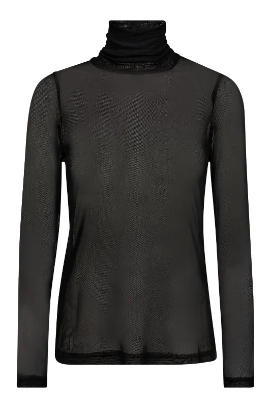 Hurry In Co´couture - Meshcc Roll-Neck Blouse 33126 - 96 Black