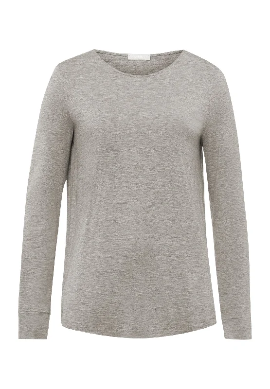 Super Savings Natural Elegance Relaxed Round Neck Top | Grey Melange 74948-958