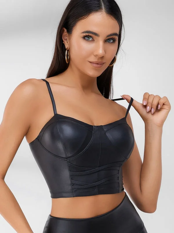 Exclusive Weekend Offers Inside ❤ZASUWA Female PU Push-up Sports Bras