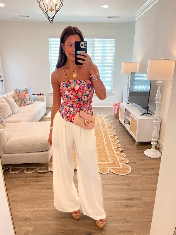 Low Prices Modern Floral Strapless Top - Floral