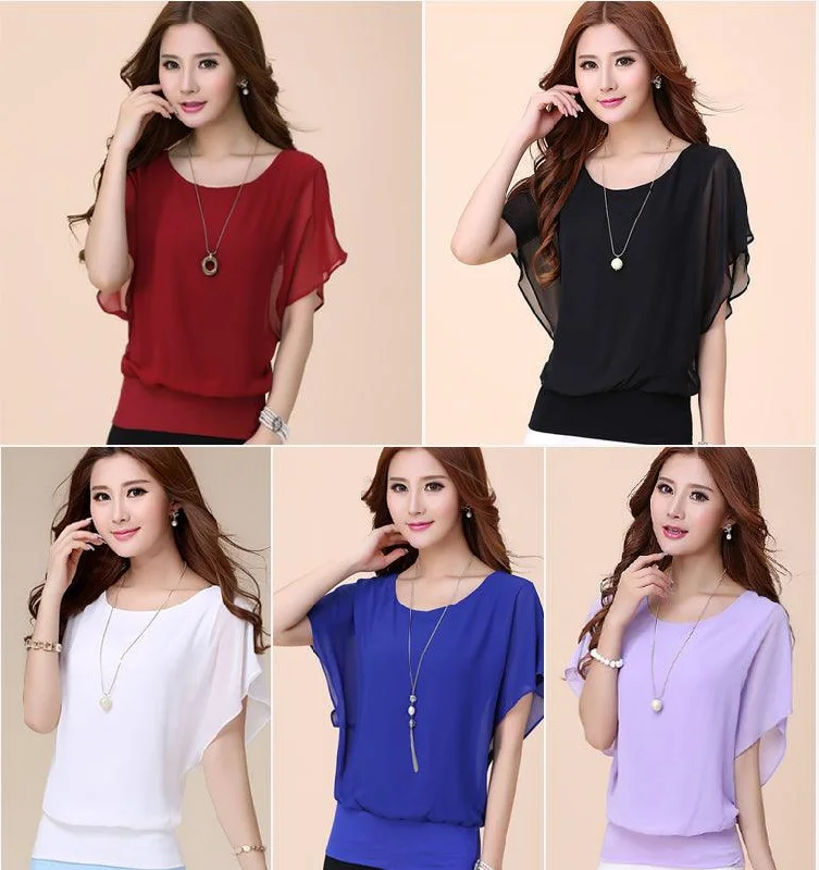 Deal of the Day CHIFFON BLOUSE WITH BATWING SLEEVES