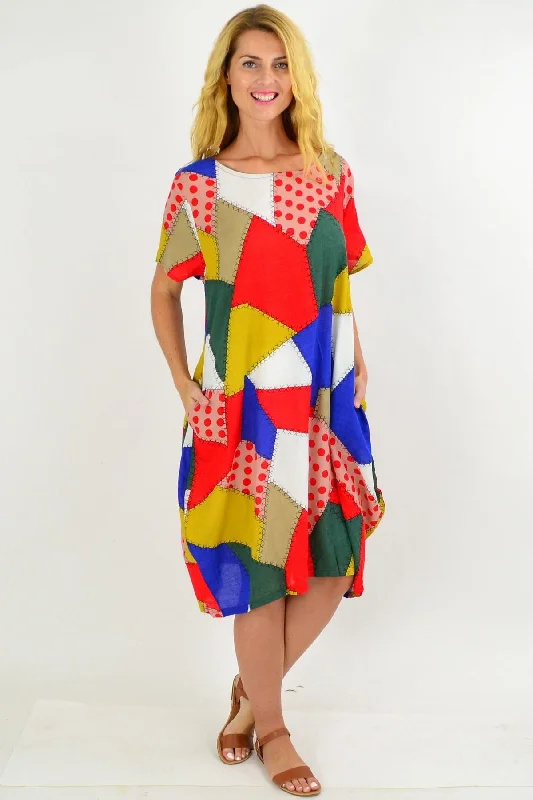 Value Deals Colourful Patch Pattern Tunic Dress