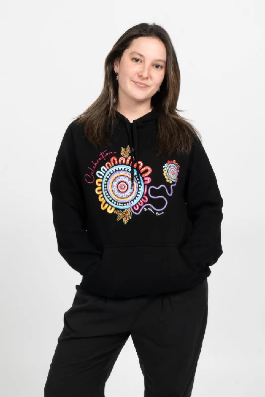 Holiday Sale Celebration Black Cotton Blend Women's Hoodie