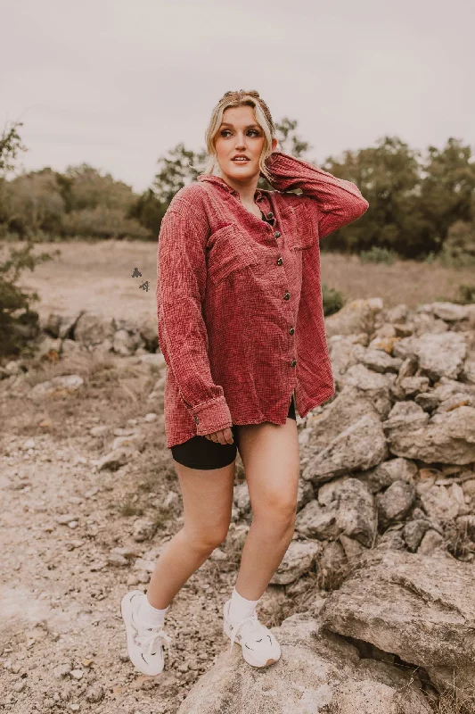 Today's Special ACRES BUTTON UP *SANGRIA [2X/3X ONLY]
