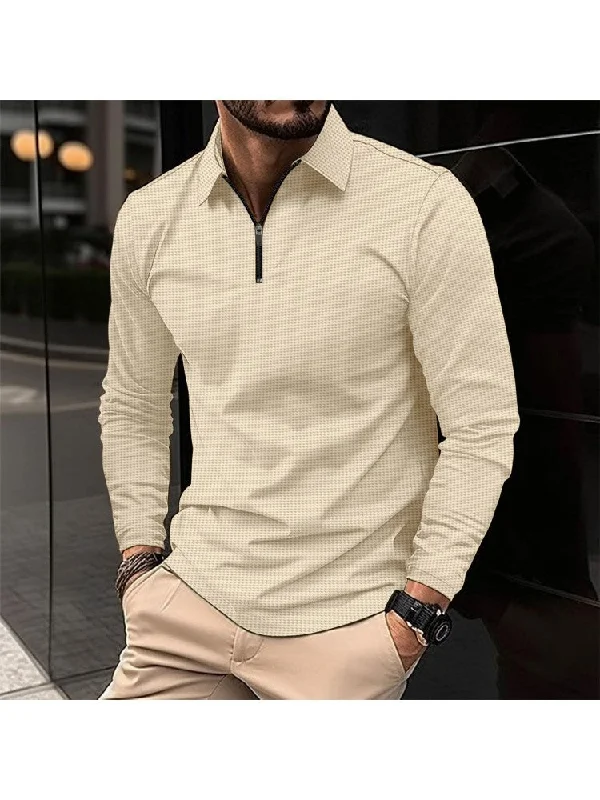 Low Price Patchwork Solid Color Zipper Polo Shirt