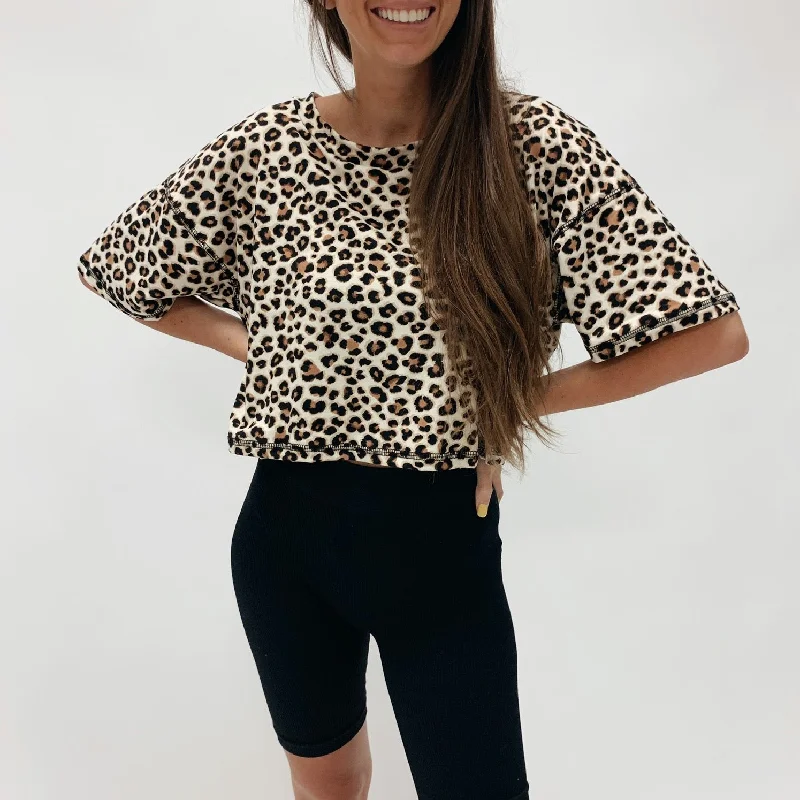 Today's Deal Leopard Cropped Tee