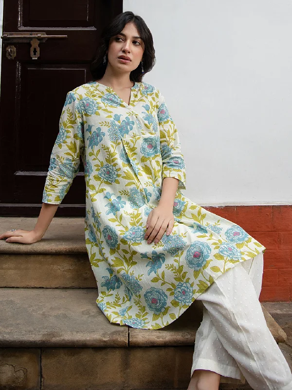 Exclusive Savings Off White Cotton Floral Tunic