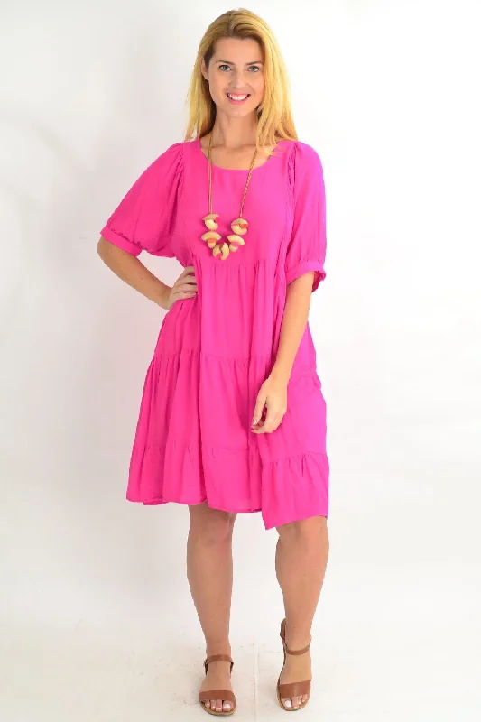 Blowout Sale Pink Classic Tiered Tunic Dress