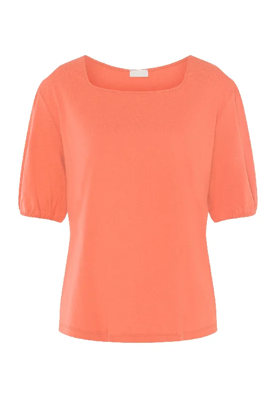 Price Meltdown Natural Shirt Organic Cotton Square Neck Top | Apricot Brandy 78807-2294