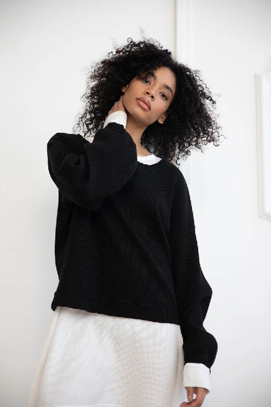 The Best Prices Black Ribbed Sweater