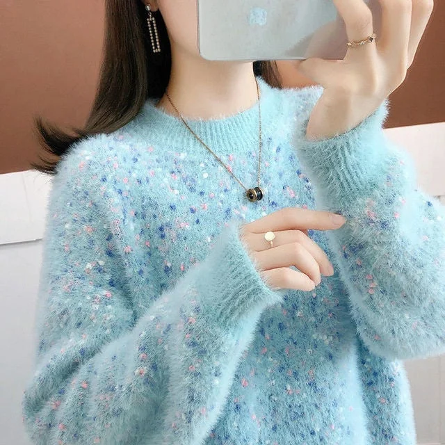 Now or Never 2022 New Women's Pullover Female Autumn Winter Plus Cashmere/No Cashmere Sweater Mink Velvet Long-Sleeved Top Now or Never 2022 New Women's Pullover Female Autumn Winter Plus Cashmere/No Cashmere Sweater Mink Velvet Long-Sleeved Top