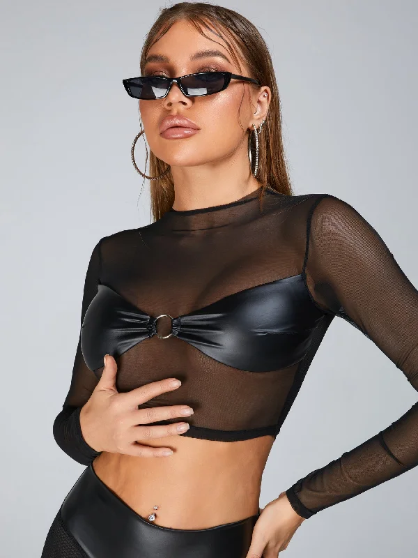 Reduced Prices 🖤ZASUWA Female Sheer Mesh Quick-dry Long Sleeves