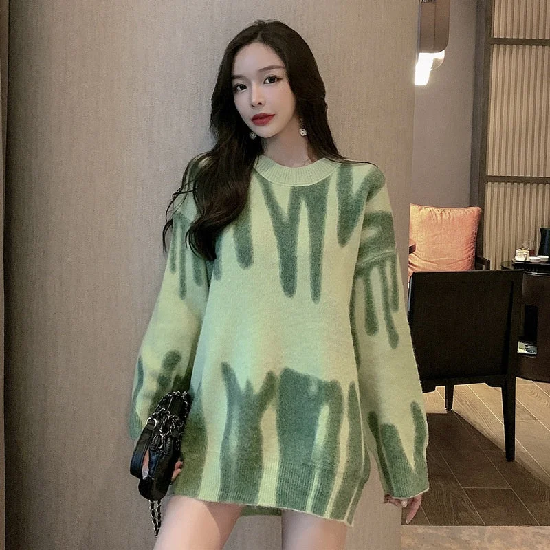 Can't Be Beat Factory Wholesale 2022 Classic Leopard Print Lazy Pullover Sweater Women Fall New Loose Printed