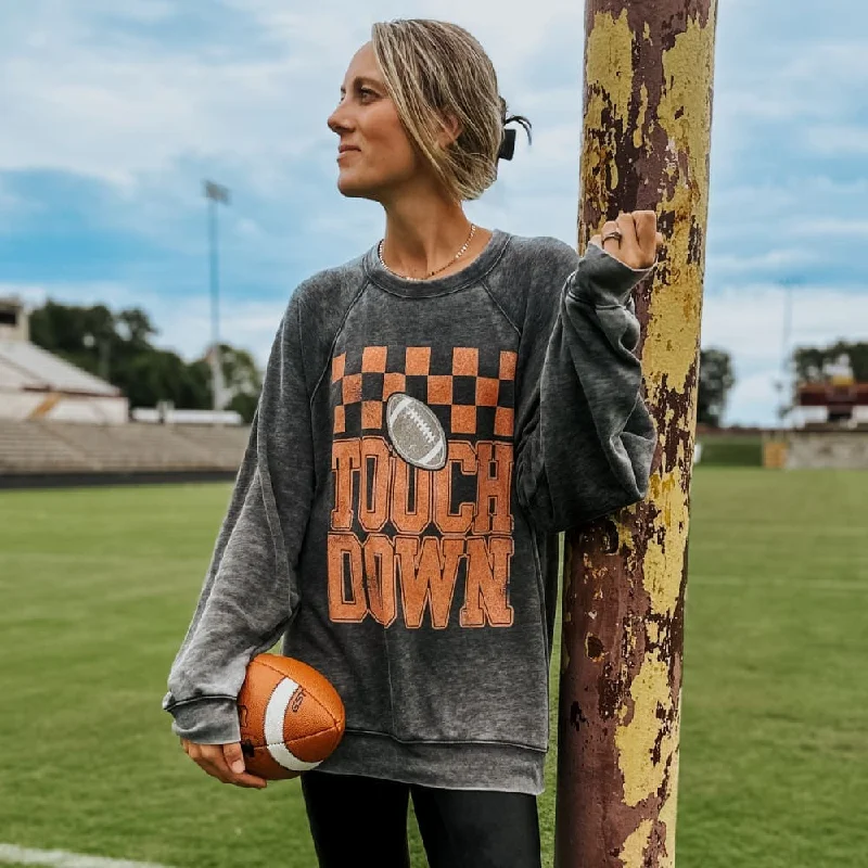 One-DAY Sale Touchdown Acid Wash Crewneck