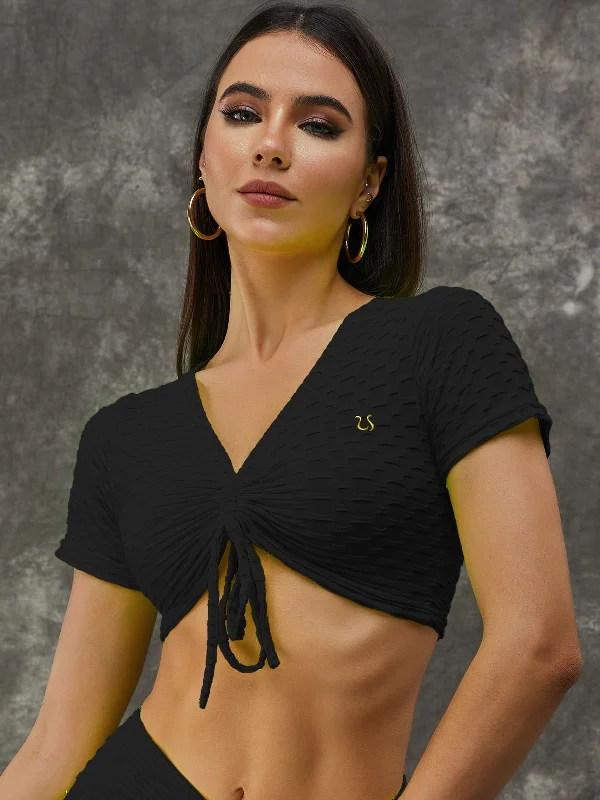 Weekend Bargains Await You ZASUWA Female Tiktok V-neck Drawstring Short Sleeves